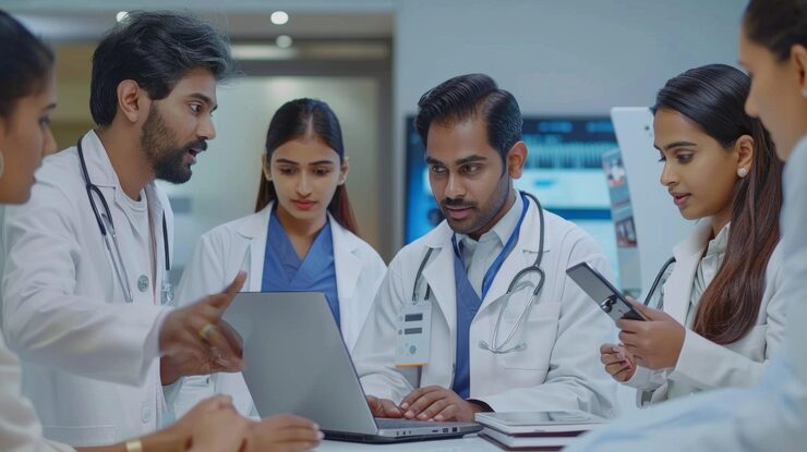 group-doctors-are-gathered-around-laptop-discussing-patient39s-case_248459-94833